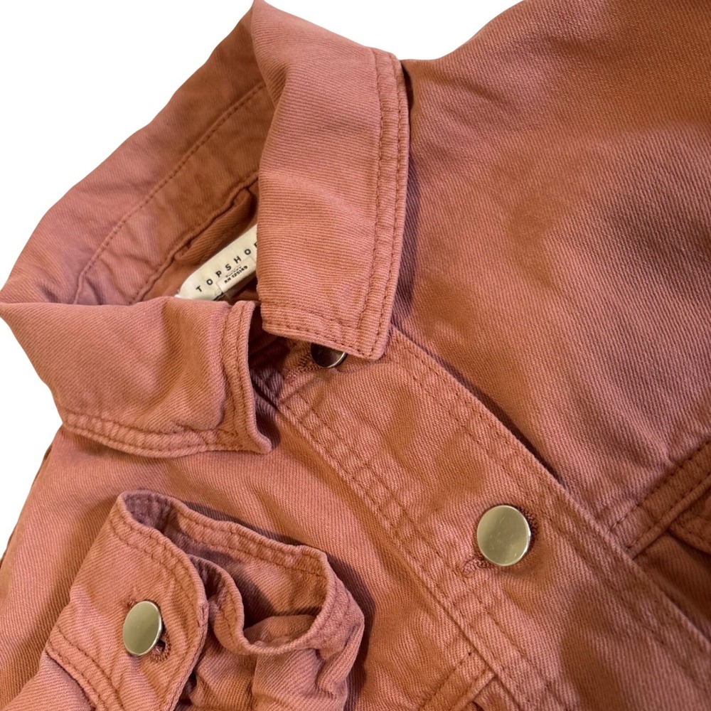Topshop Utility Jacket Women XS Petite Rust Orange Cropped Cotton 26E02RBLS FLAW